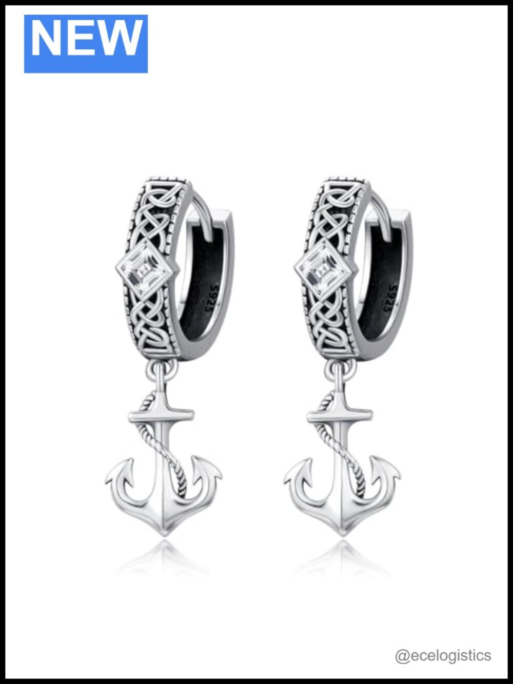 Sterling Silver Celtic Knot Dangle Earrings Hoop Unisex Gift